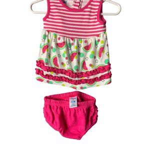 Kidgets GIrls Infant baby Size 0 3 Months Pink 2 Piece Short Outfit Set Tank Top